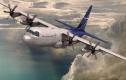 The LM-100J looks much like its military C-130J Super Hercules counterpart. The main difference is the lack of lower windows under the windscreen, which allows the C-130J pilots to look ahead and down to see drop zones.