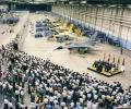 This photo shows the delivery ceremony of the first production F-16 in August 1978. After the prototype and FSD programs, the first Block 1 F-16 (serial  number 78-0001) was flown for the first time and  delivered to the Air Force that same month.