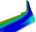 Computational fluid dynamics involves using a computer to calculate boundary conditions where airflow meets a solid surface. CFD predictions, such as for this P-3 winglet design, are verified through wind tunnel testing and actual flight test. 