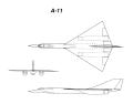 The Lockheed A-11 Archangel design was powered by two J58 turbojet engines, had a gross weight of approximately 92,000 pounds, and was capable of taking off on its own power.
