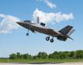 An F-35B pilot from the Integrated Test Force at Patuxent River, Maryland, performs a short takeoff during a test flight.