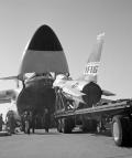The first YF-16 was transported from Fort Worth, Texas, to Edwards AFB, California, for flight testing. It was partially disassembled and loaded onto a Lockheed C-5A for the move on 7 January 1974.