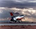 The first flight of YF-16 was an unintentional takeoff at Edwards AFB on 20 January 1974. Phil Oestricher was the test pilot. This well-known image was pulled from the 16mm film of the flight.