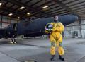 Lt. Col. Merryl Tengesdal stands in front of a U-2 at Beale AFB,  California, in early 2015. Tengesda, the 9th Reconnaissance Wing inspector general, is  the first African-American female U-2 pilot.