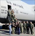 A flight crew consisting of Team Dover members from both the active duty  436th Airlift Wing and Air Force Reserve Command's 512th Airlift Wing  flew the aircraft from Lockheed Martin in Marietta, Georgia, to Dover.