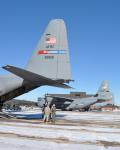 The Air Force Reserve Command Special Missions Conference provided crews with the opportunity to see the aircraft from the other units close up. Parked on the Peterson AFB, Colorado, ramp during the January 2011 conference were an aerial spray-equipped C-130H, a WC-130J Weatherbird, and firefighting C-130H.