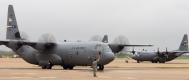 The first C-130J Super Hercules was delivered to the 317th Airlift Group at Dyess AFB, Texas, on 16 April 2010. US Air Force Chief of Staff Gen. Norton Schwartz flew the new C-130J to the ceremony. Here, the aircraft is taxied in past one of the 317th AG's current C-130Hs at the start of the ceremony. After the C-130J was parked, the Airmen of the 317th—as well as the numerous civic and government leaders—broke into spontaneous applause. The arrival of the first Super Hercules at the base in Abilene had been an eagerly anticipated event.