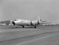 The first P-3 aircraft was actually the third production Electra airliner with a mockup of a magnetic anomaly detection, or MAD, boom installed at the rear of the aircraft. The demonstrator was an aerodynamic prototype only and still had the airliner’s passenger windows. It was first flown on 19 August 1958, and Lockheed crews made eight flights.