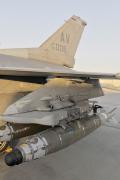 A GBU-54 mounted on the wing of an F-16 at Bagram Airfield, Afghanistan. The GBU-54 is the Air Force's newest 500-pound precision weapon. It is equipped with a special targeting system that uses a combination of GPS and laser guidance to accurately engage and destroy moving targets.