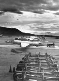 Lockheed constructed a makeshift base at Groom Lake in Nevada. Initially known as Site II or "The Ranch," the site consisted of little more than a few shelters, workshops and trailer homes. A 5,000-foot runway was constructed and was serviceable by July 1955. The Ranch received its first U-2 delivery on 24 July 1955 from Burbank on a C-124 Globemaster II cargo plane. The first U-2 lifted off from Groom on 4 August 1955.