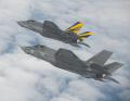 Two F-35Cs fly in formation during a test flight from NAS Patuxent River, Maryland.