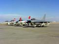 YF-16 Nos. 1 and 2 parked with the first two full-scale development F-16s.