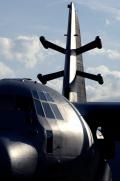 Looking like something out of Star Wars, the EC-130J Commando Solo II psychological warfare broadcast platform has television antennas mounted on the vertical tail.